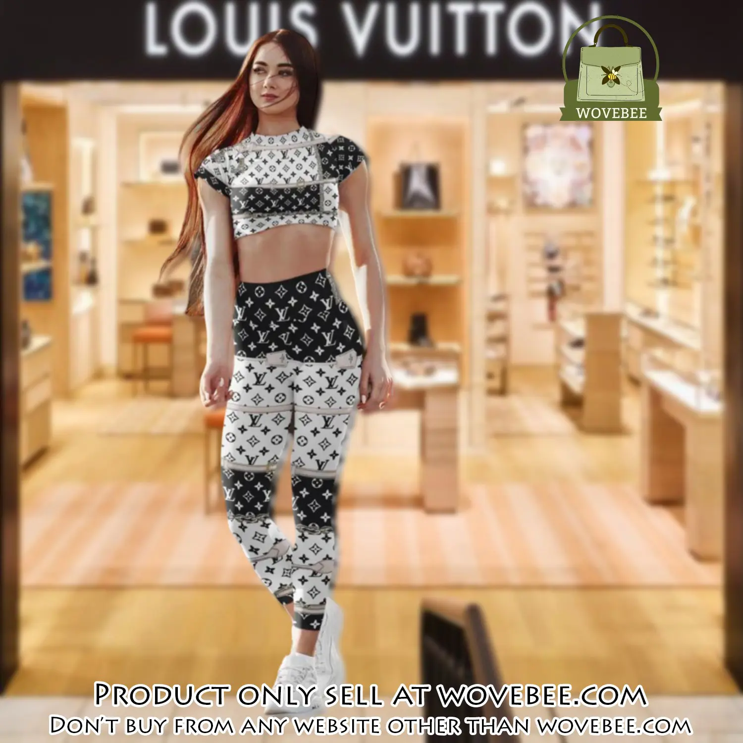 Triple black louis vuitton luxury sportwear combo luxury brand crop top tshirt and legging for women ctl1040 wvb0815780
